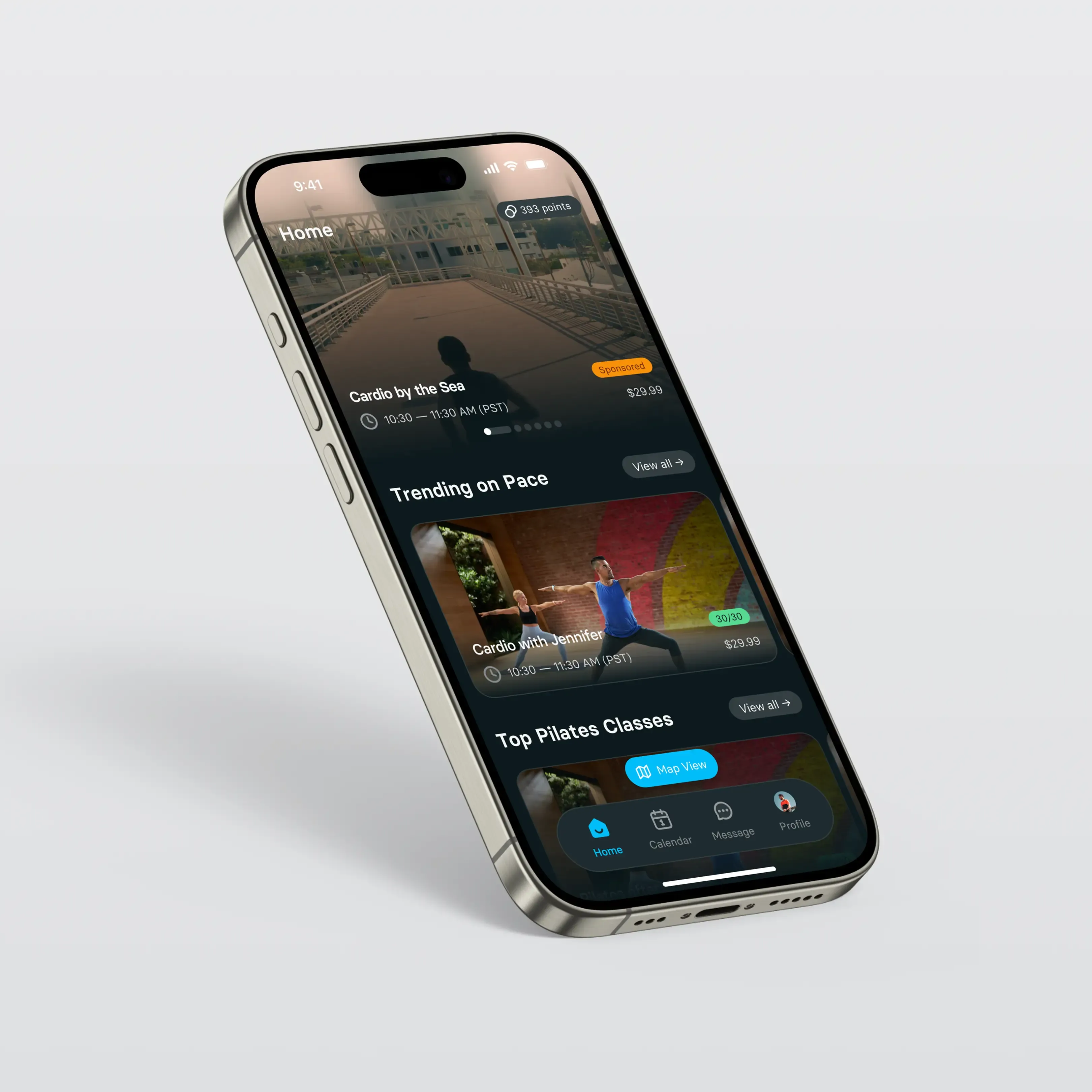 Angeled iPhone Mockup of Fitness Client Work